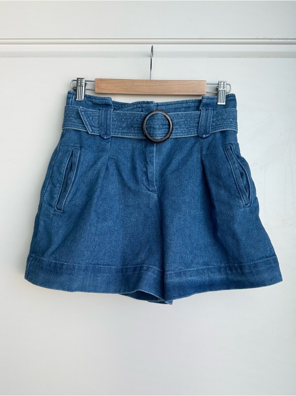 Sézane Rome Shorts Size 36 Pleated Belted - Picture 2 of 7
